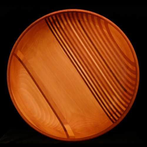 Pine Bowl with Mahogany Stripes and Rim