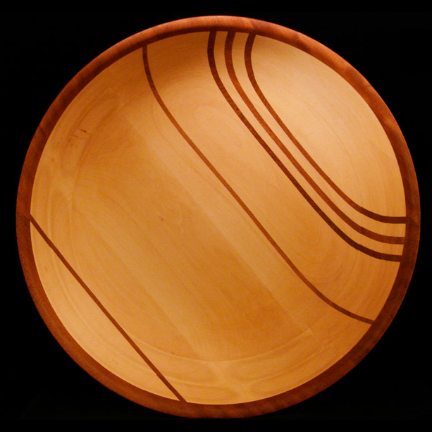 Basswood Bowl with 5 Vertical Sapele Stripes and Sapele rim